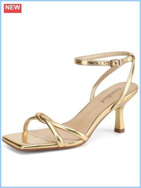 Women's Kitten Low Heel Sandals Strappy Square Open Toe 2.5 inch